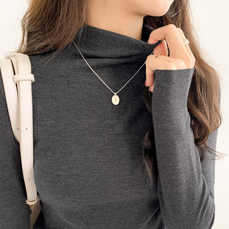 

Женская рубашка из немецкого бархата с полуводолазкой, весна и осень, новый стиль, бархатная футболка, свободный топ со средним воротником и длинными рукавами XL