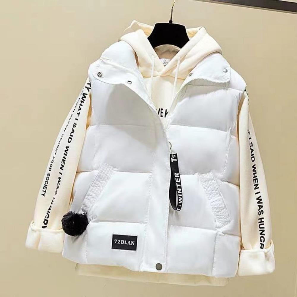 Down Cotton Vest Women's Autumn New Casual Bread Cotton Jacket for Wearing Outside Jacket with Vest Cotton and Camisole