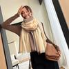 Autumn and Winter Korean Style Fashion Versatile Minimalist Striped Wool Scarf Women's New Thickened Warm Simple High End Scarf