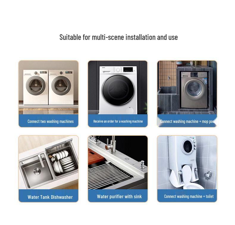Dual Outlet Faucet Splitter - Two-Way Connector for Washing Machine Inlet Hose