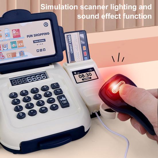 Zabawki Kasa Fiskalna ze Skanerem Kalkulator Edukacyjny Zestaw Zabawkowy Kasa Fiskalna Przenośne Zabawki do Odgrywania Ról Zabawki do Zakupów dla Dzieci Interaktywna Nauka