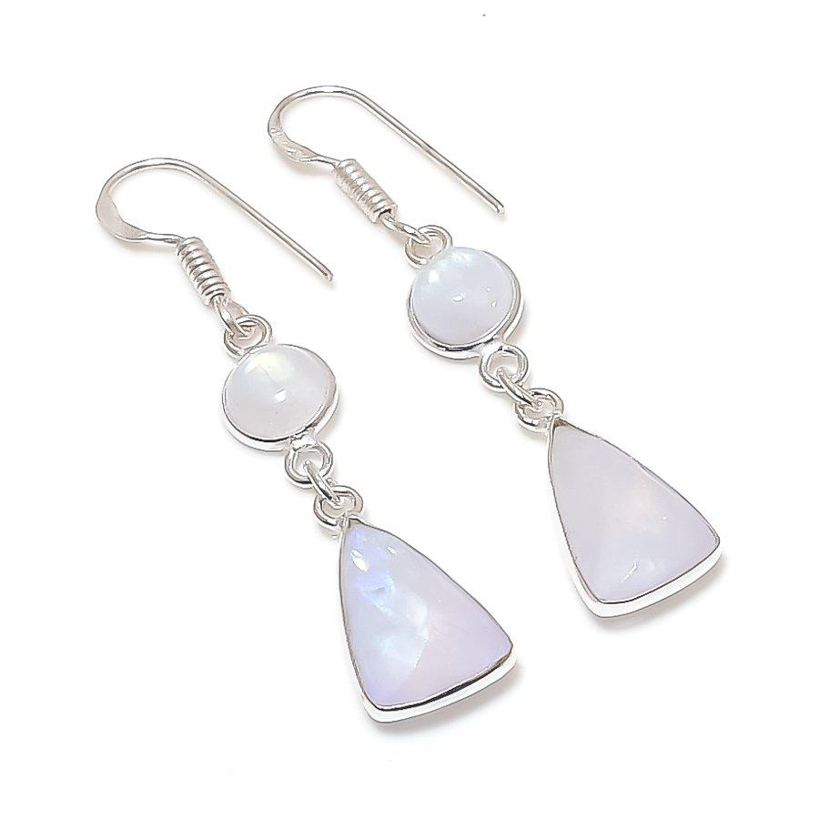 

Natural Rainbow Moonstone 925 Sterling Silver Jewelry Earring 1.97 e3V97
