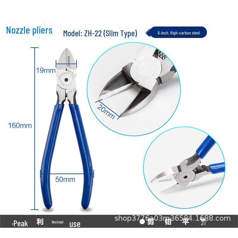 High-Quality Alloy Steel Japanese Mini Angled Cutters for Network Cable - Flat Jaw Shears with Angled Tip
