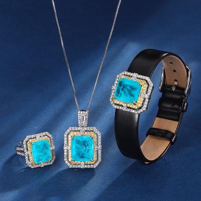 Schmuck Kupferboden Vergoldet Simulation Paraiba Quadrat Handgelenk Damen Set 12 * 16-12 * 14