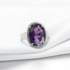 Elegant Egg-Shaped Women's Ring with Imitation Amethyst Cubic Zirconia