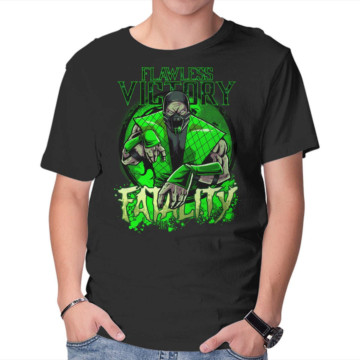 Unisex Crew Neck T-Shirt Slime Fatality Graphic Short Sleeve Casual Tee M