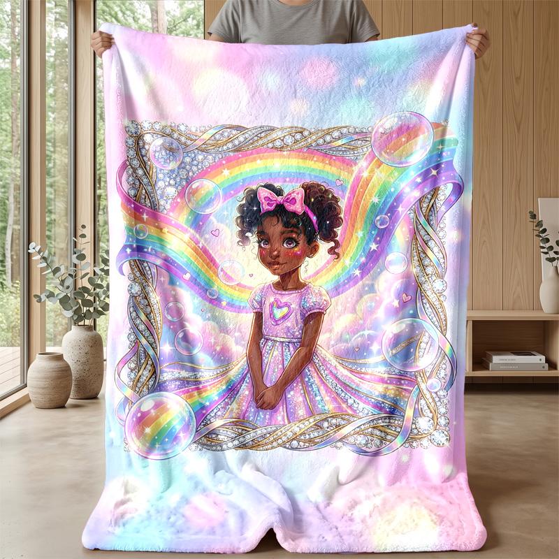 Rainbow Dreams Frame Theme blanket Lightweight Warm Flannel Blanket Decorative Throw Blanket for Home Decoration
