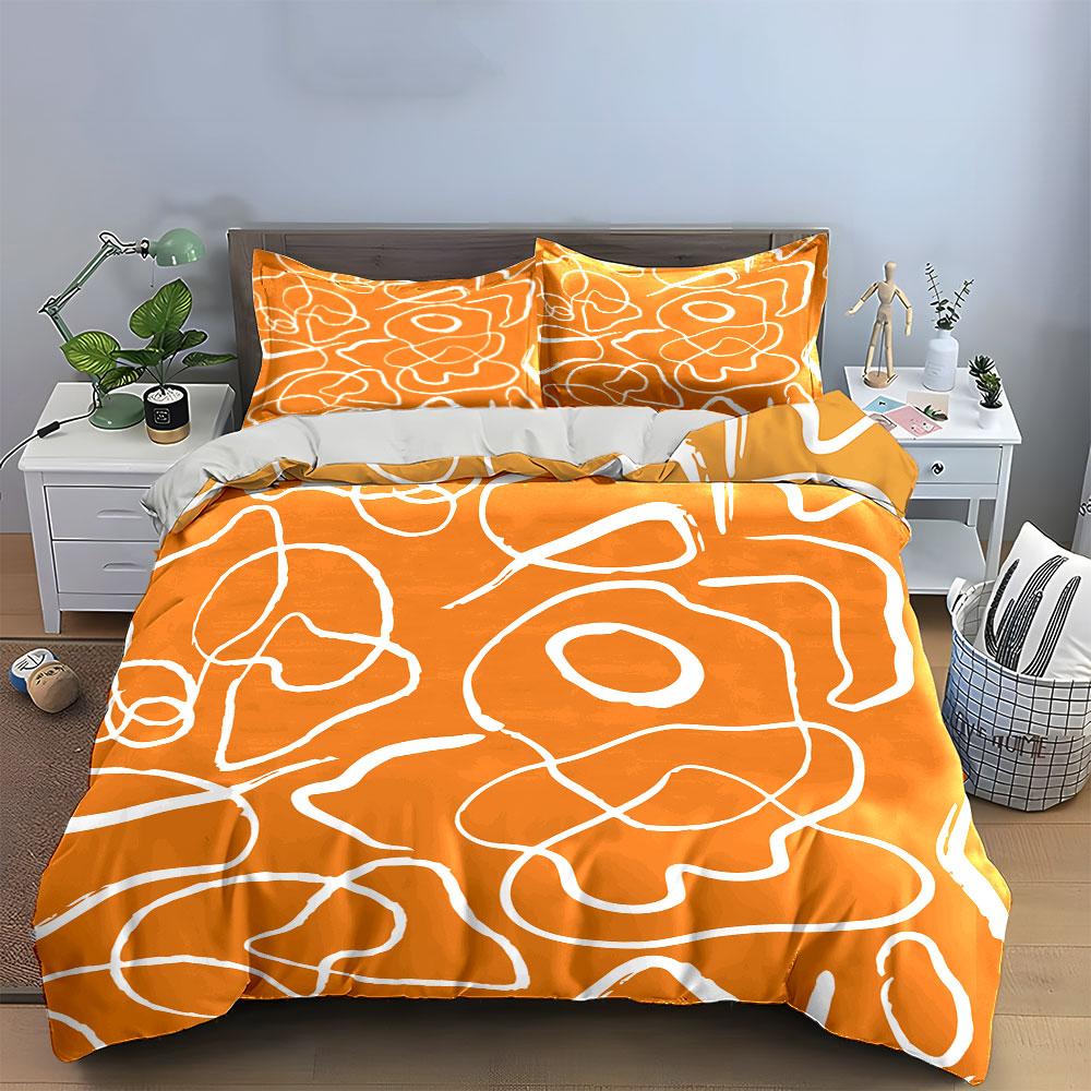Abstract Orange Bedding Set Bedding Duvet Cover Set Duvet Cover Pillowcases (1 * Duvet Cover 2 * Pillowcases, Without Duvet Insert)