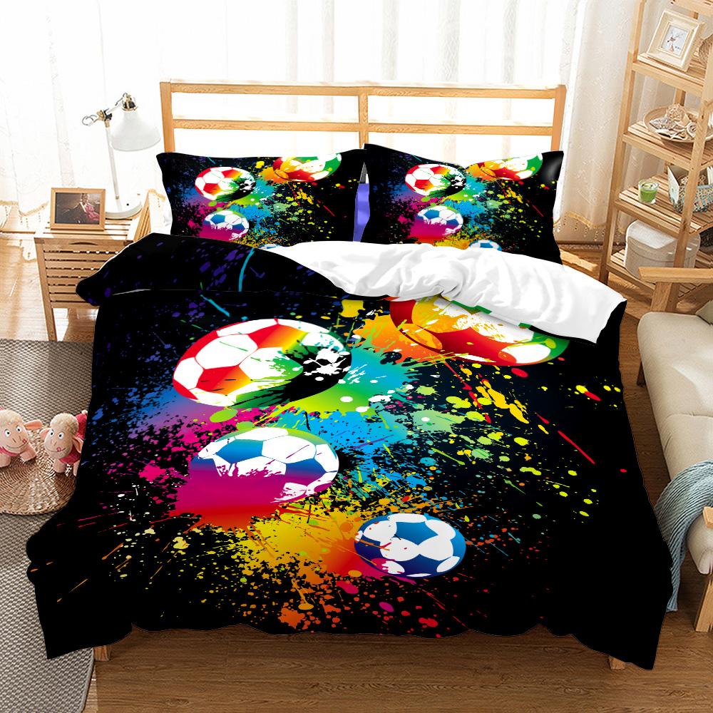 Passionate Soccer Ball Duvet Cover Set King Queen Double Full Twin Single Size Boys Bed Linen Set