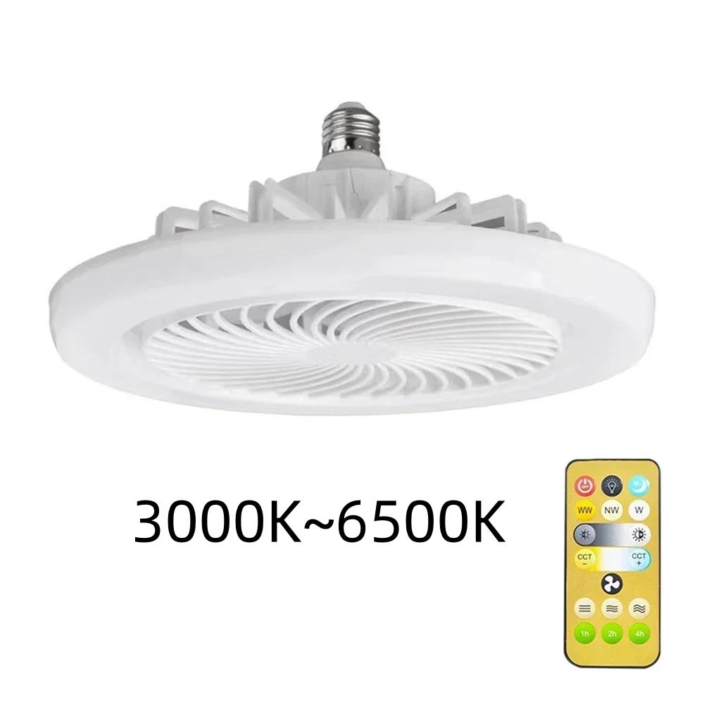 LED Fan Light E27 Converter Base Ceiling Fan Bedroom Kitchen Bathroom 26cm Silent Ceiling Fan with Remote Control and Lighting