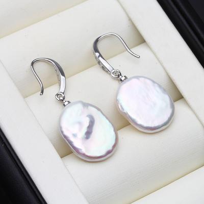 Orecchini di Perle Barocche di Tendenza per Donna, Carini Orecchini di Perle in Argento 925 Regalo di Compleanno per Mamma Moglie Bianco