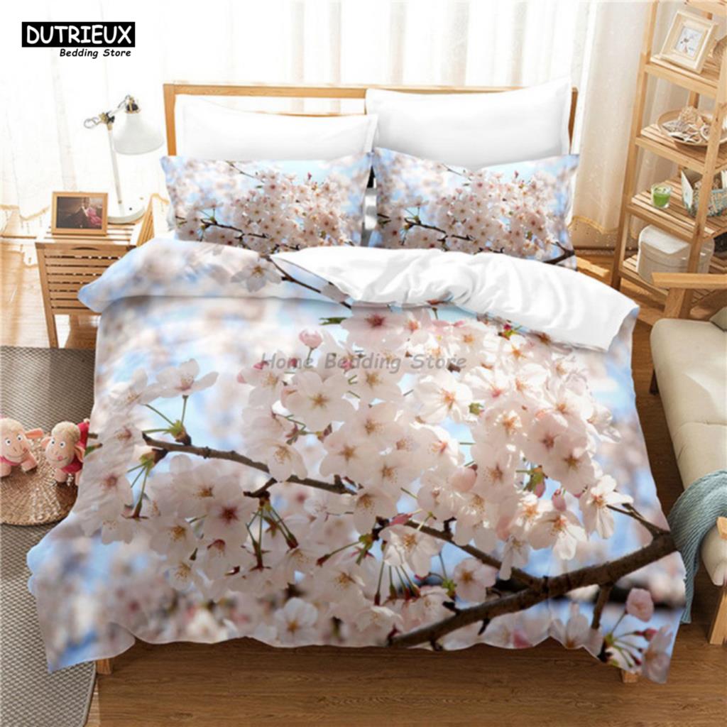 Comforter Branch Flowers Bedding Set 3D Digital Printing For Women Girls Single Queen Full Size Fashion Design