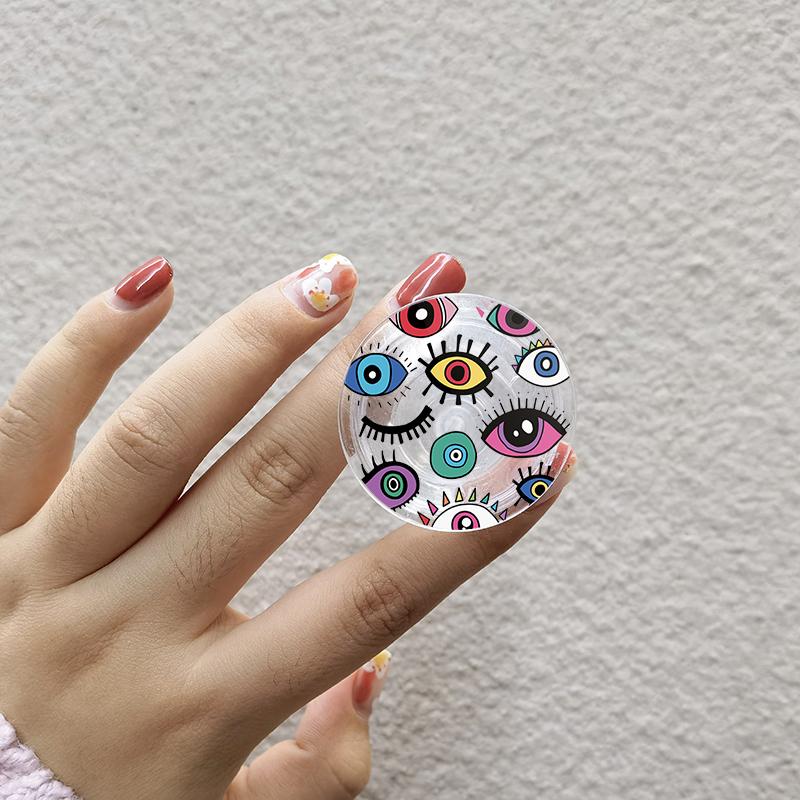 Türkischer Glücksbringer Blauer Nazar-Auge Abstrakter Handygriff Tok Ständer Halter Transparent Griptok für iPhone 13 Samsung Huawei Xiaomi Halterung