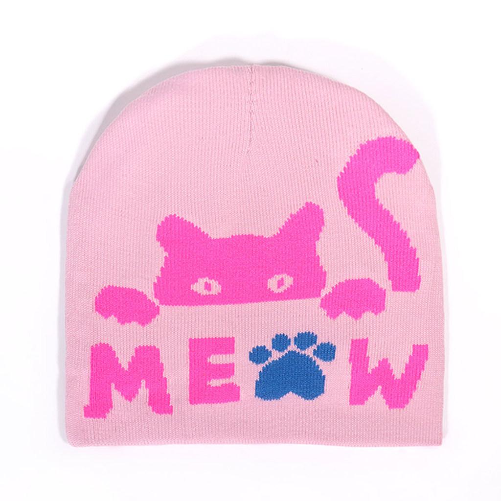Cat Animal Pattern Knit Cap For Outdoor Activities In Autumn And Winter Fashion
