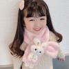 Girls Winter Warm Thicken Scarfs Cartoon Bunny Shape Faux Fur Plush Cross Collar Scarf Shawl Lovely Warm Soft Scarf