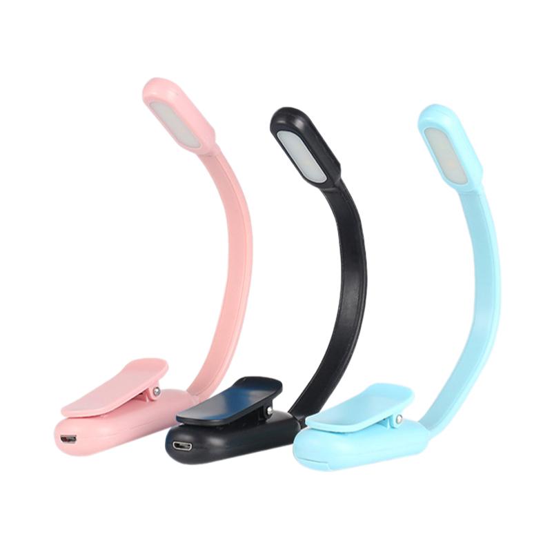 Portable Mini LED Book Night 3 Light Color Adjustable Brightness Clip-On Study Reading Lamp For Travel Bedroom Reading