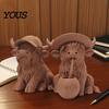 3D Printed Cow Sculpture Rustic Highland Ornament, Terracotta Color Statue, Modern Home Accessory Cute Figurine for Desk Shelf Farmhouse