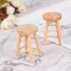 Dollhouse Wooden Round Bar High Stool Simulation Mini Ornaments Children Toy