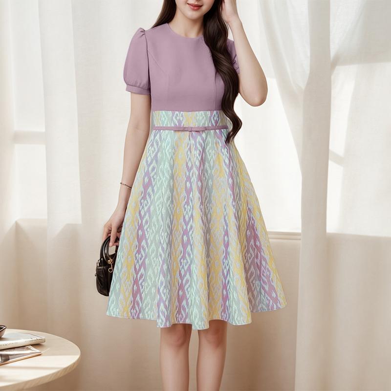 ZANZEA Women Casual Round Neck Short Sleeve Summer Print Dress