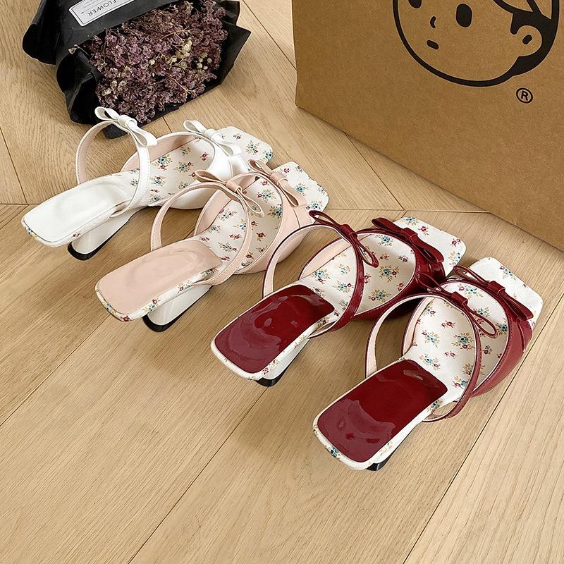 Fashion 2025 Summer Strange Style Heel Women Slippers Fashion Open Toe Butterfly-knot Ladies Dress Sandals Lazy Wedge Shoe