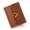 European & American Retro Women's V-Shaped Trifold Wallet with Card Holder, ID Window, Coin Purse, and Money Clip.
