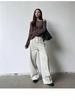 2025 Autumn/Winter Women's Off-White High-Waisted Retro Wide-Leg Jeans: Loose, Slimming, Floor-Length Straight-Leg Trousers.