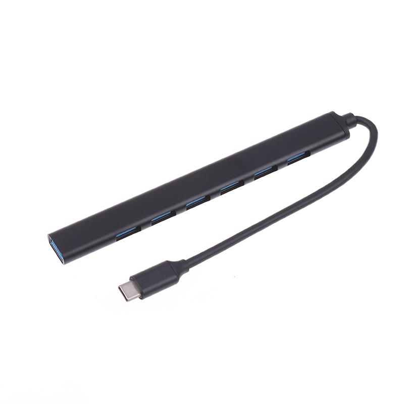 

7-портовый USB-разветвитель Type-C, высокоскоростной мультиразветвитель, 5 Гбит/с, высокоскоростная передача данных для ПК, ноутбуков, многопортовые порты USB-концентратора 7Ports TYPE-C Black