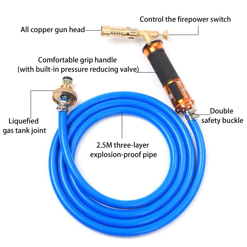 2.5M Flame Welding Torch Copper Aluminum Soldering Tool Liquefied Propane Gas Torch For Metal Melting Home Repair
