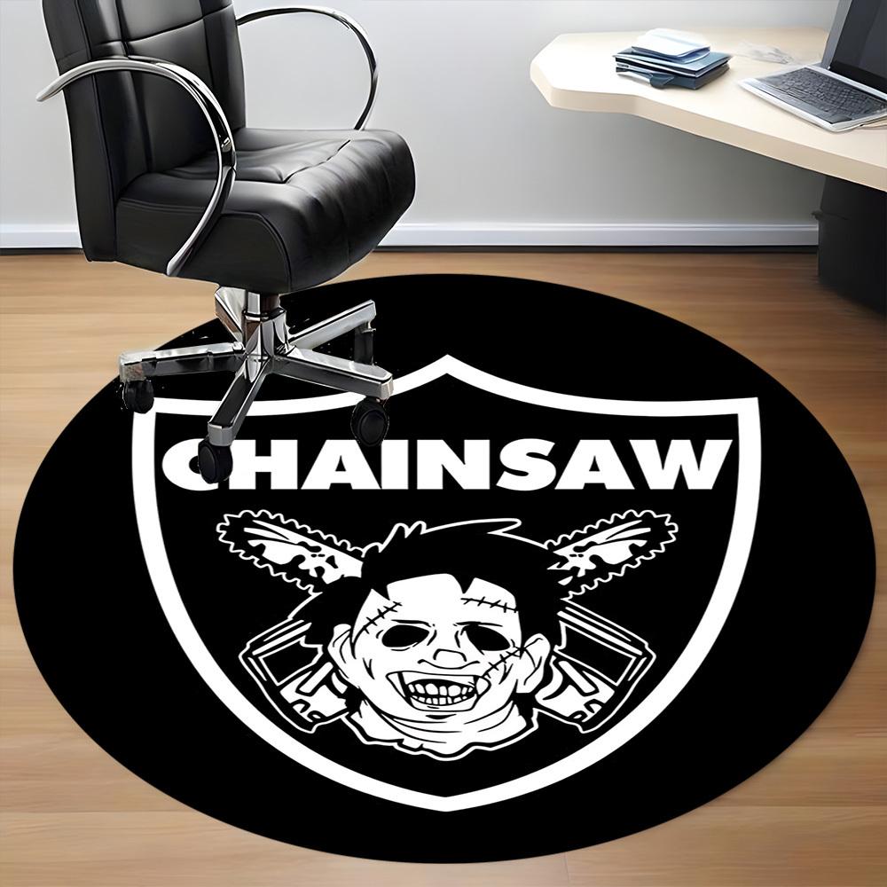1pc Chainsaw Skull Office Round Area Rug, Under Office Chairs Bedroom Living Room Home Decor, Room Deco, Available in Various Sizes
