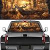 Rustic Deer Truck Rear Window Graphic Decals, Sunset Forest Nature Animal Pickup Car Window Stickers Truck Back Window Film Decal for Trucks SUV 66 X