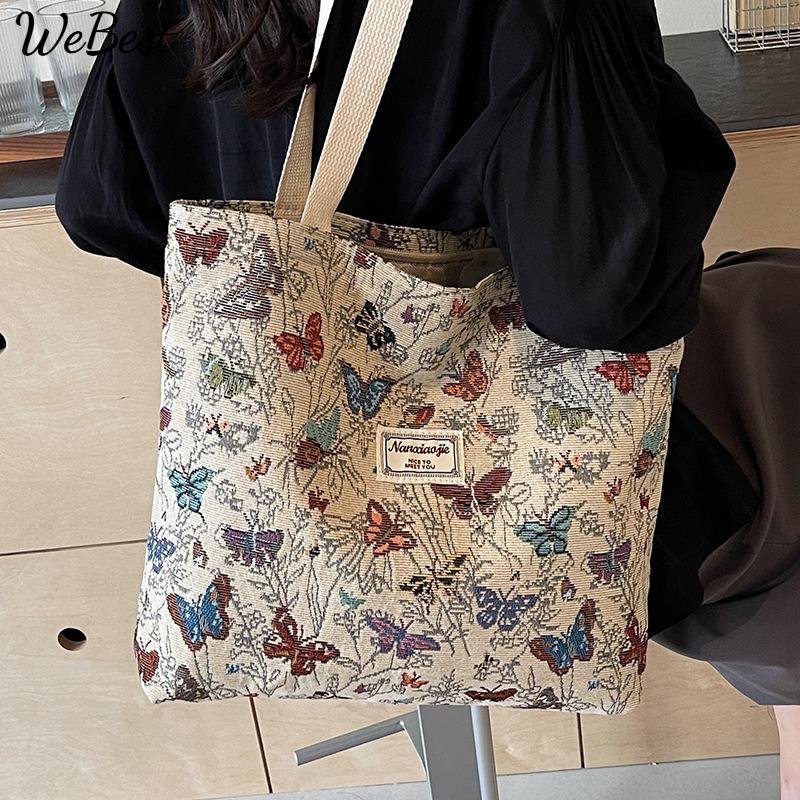 

Large Capacity Butterfly Canvas Tote Shoulder Bag for Women