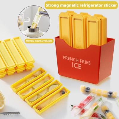 Eiswürfelform Pommes Frites Eiswürfelbehälter für Gefrierschrank BPA-frei Kreativer Eis am Stiel Maker Magnetisch DIY Küchenwerkzeuge