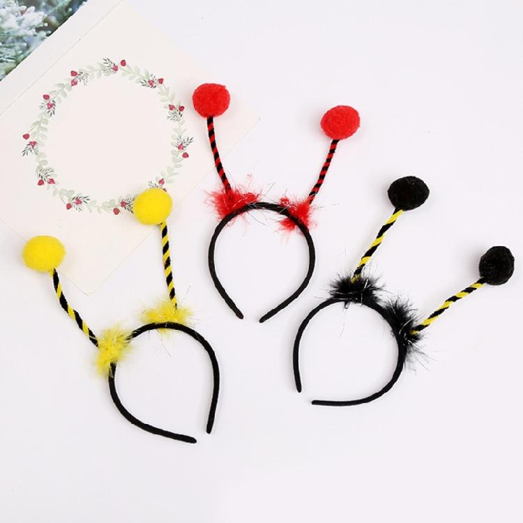 Lovely Bee Pompom Antenna Headband Plush Hairbands Cartoon Party Hair Decors