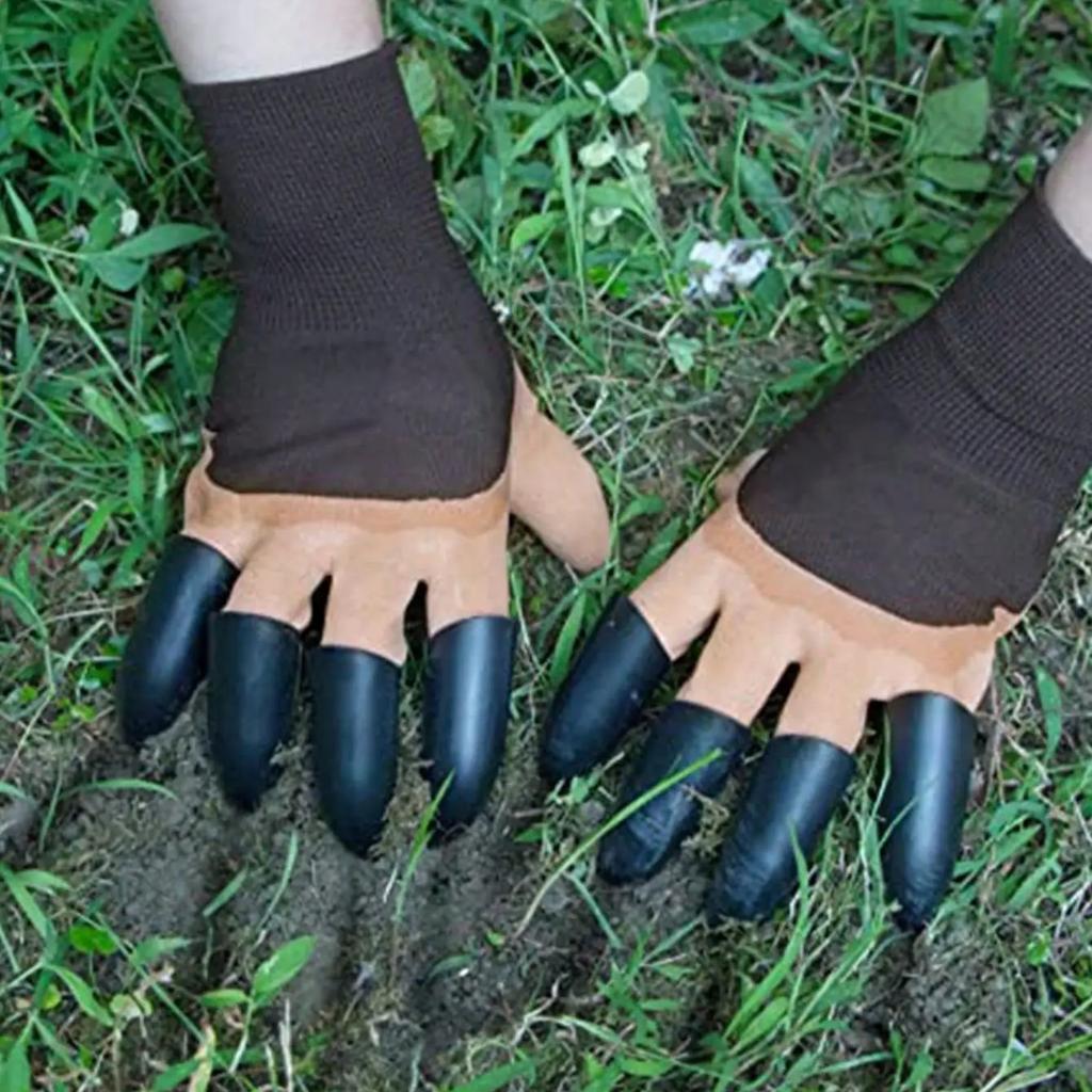 1Pair- Gardening Gloves with Claws Digging Planting Protective Latex Gloves Durable Waterproof Prick-proof Permeable Home Labor