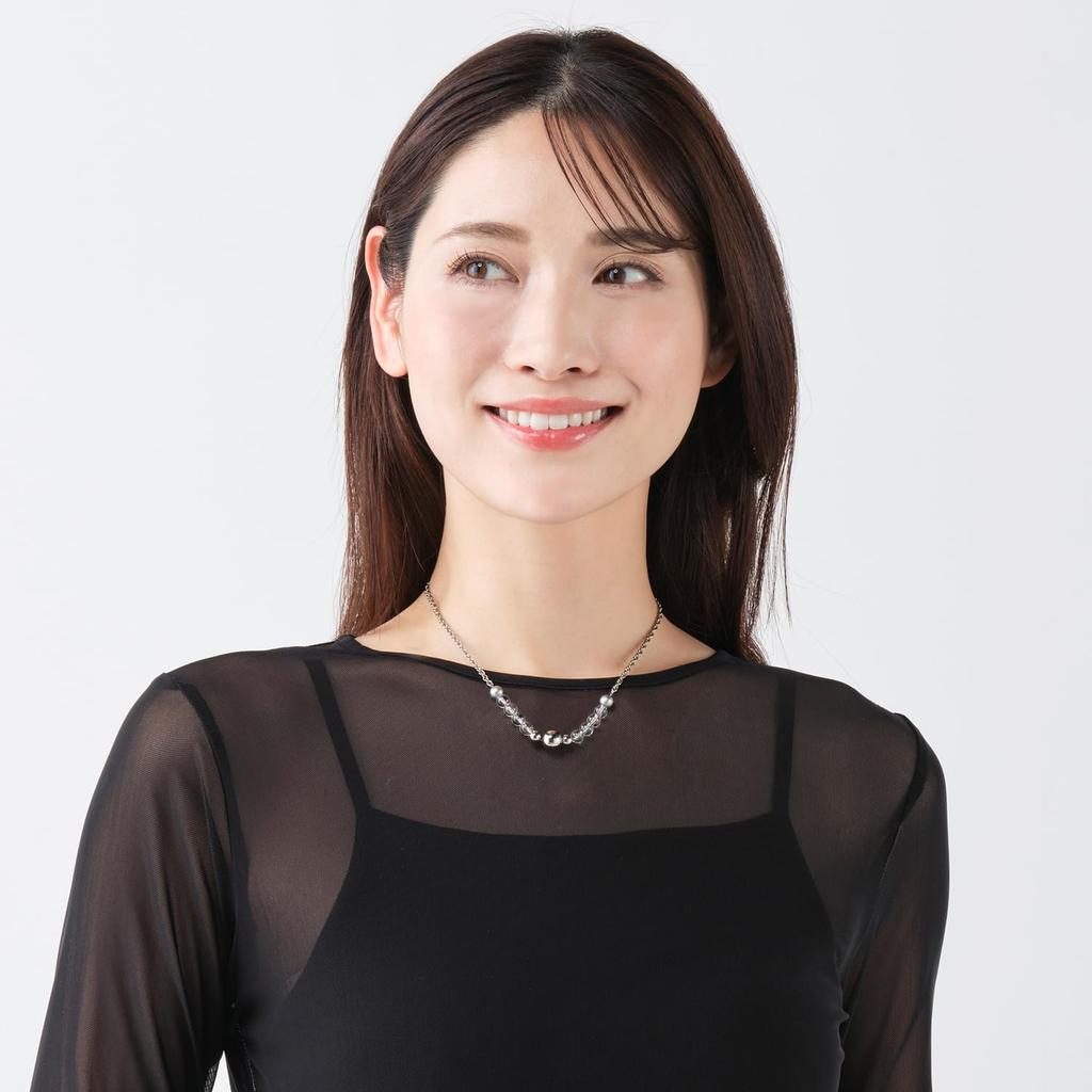 Phiten Crystal Necklace Chain in Pure Titanium with Natural for Men and Health Includes Makes a Great Gift Silver, 40cm, Stones, Women, Lightweight,