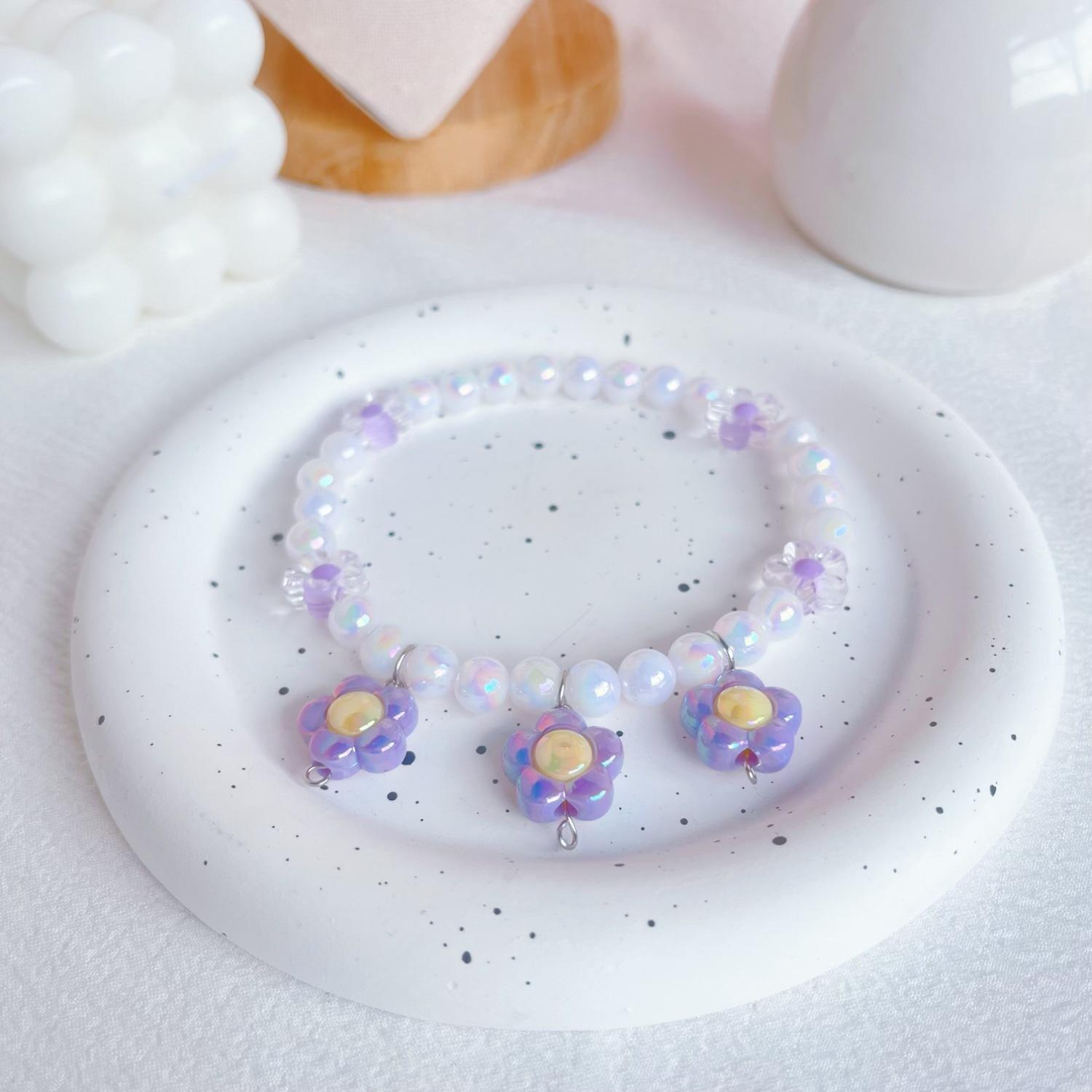 

Dream Garden Series Pet Pearl Necklace Flower Pendant Collar Stretch Neck Accessories Pet Cat S:24cm