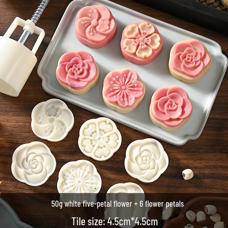Mid-Autumn Mooncake Press - Flower Ice Skin Mold for Pastry & Mung Bean Cake