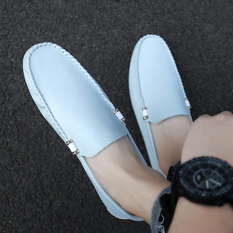 Men Loafers Summer Casual Shoes Men Breathable Genuine Leather Loafers Trend Lazy Loafers Slip on Italian Designer Moccasins