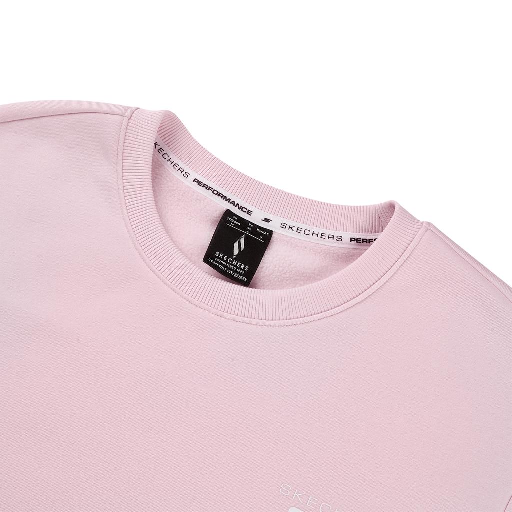 Skechers Solid Color Crew Neck Pullover Sweatshirt Unisex Sweatshirt Pink P424U037-02GM
