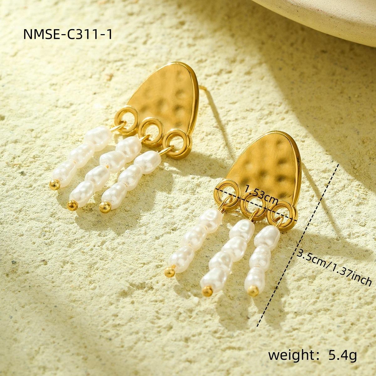 GEMCHIC Women s Exaggerated Water Jellyfish Texture Pearl Stainless Steel Drop Earrings