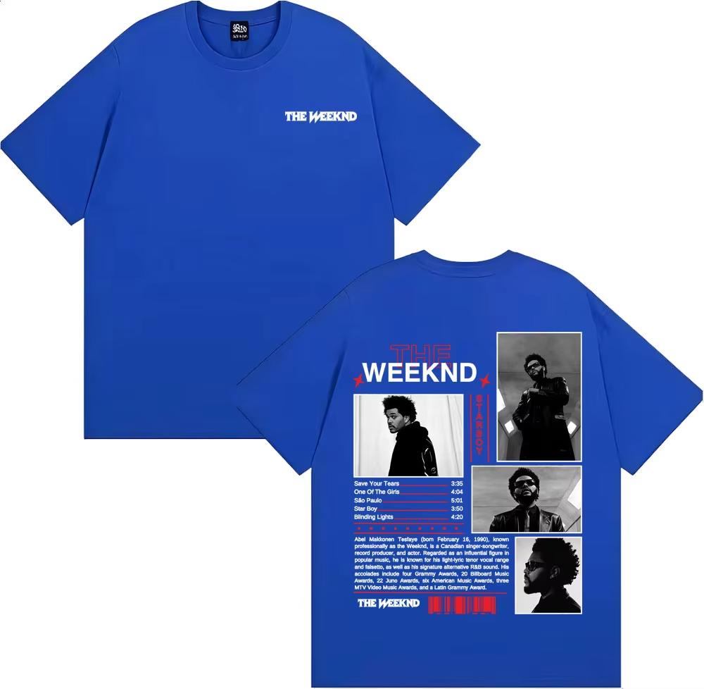 Rapper The Weeknd Starboy Album Cover T Shirt Unisexs Clothing Harajuku Punk Hip Hop TShirts Short Sleeve Tees Unisex Fashion Top