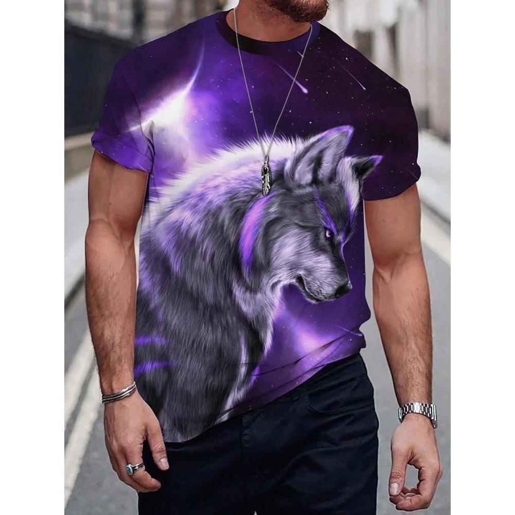 Herren-T-Shirt mit Wolf-Print für verschiedene Schüler, für den Alltag, lässiges T-Shirt für die Stadt, Street Fashion, kurzärmeliges Sommer-Outdoor-Sport-T-Shirt