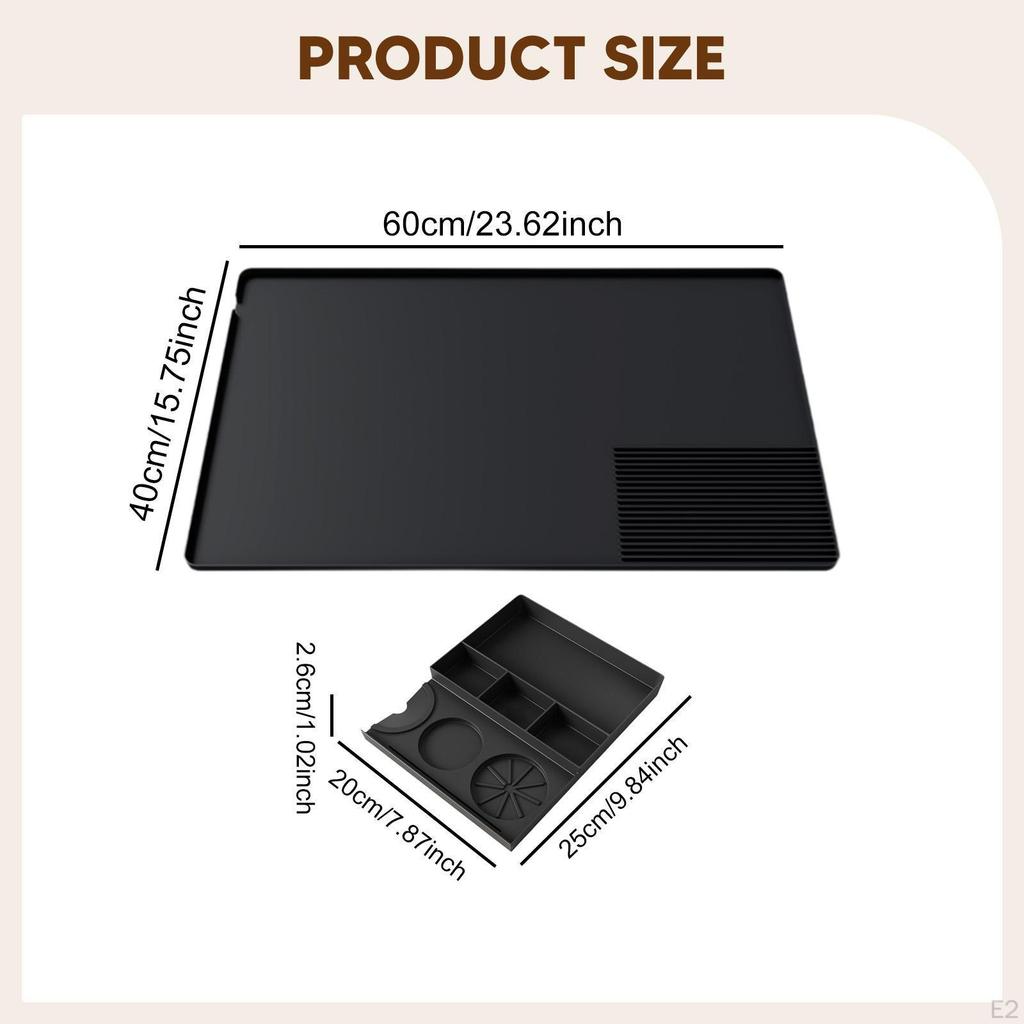 Coffee Bar Mat Pad Mug Holder Accessory with Raised Edges Non Slip Removable Tamper Tool Box