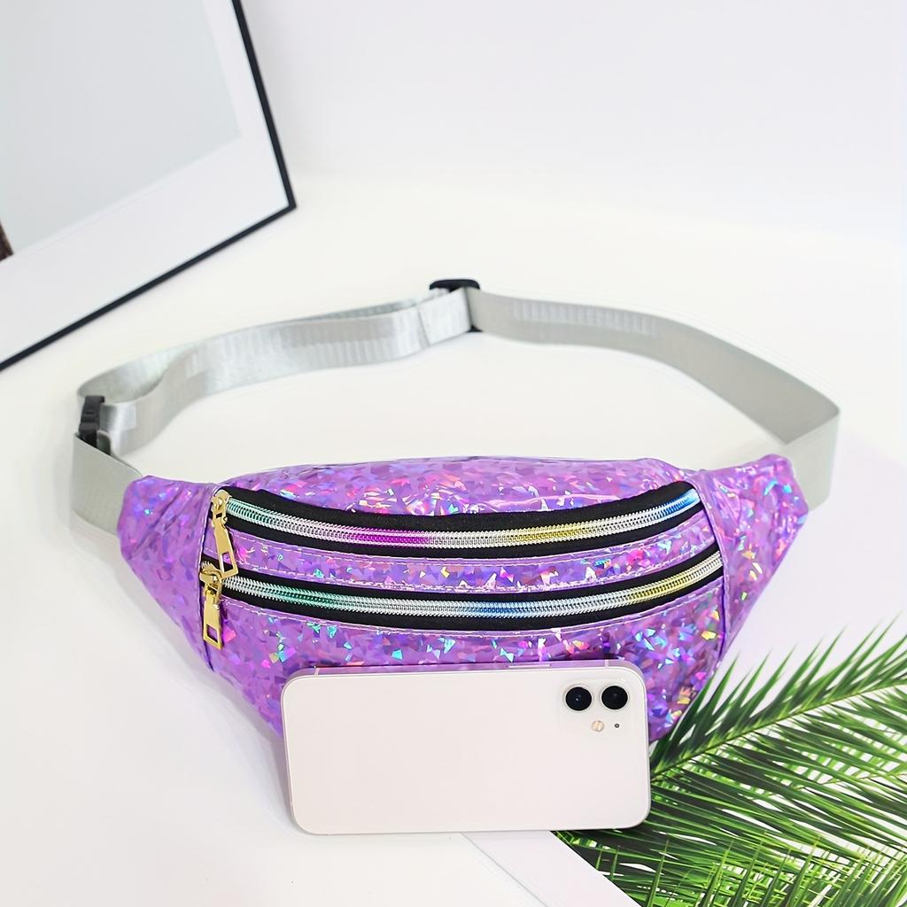 Bauchtasche Damen Laser Holografische Pailletten Brusttasche Umhängetasche Crossbody Tasche Damen Vielseitige Tasche Trendige Outdoor Sport Mode Handy Tasche