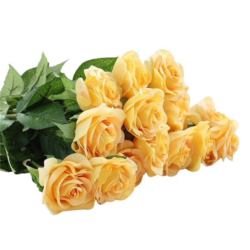10Pcs Artificial Latex Roses Real Touch Flowers For Wedding Bridal Bouquet Home Decoration