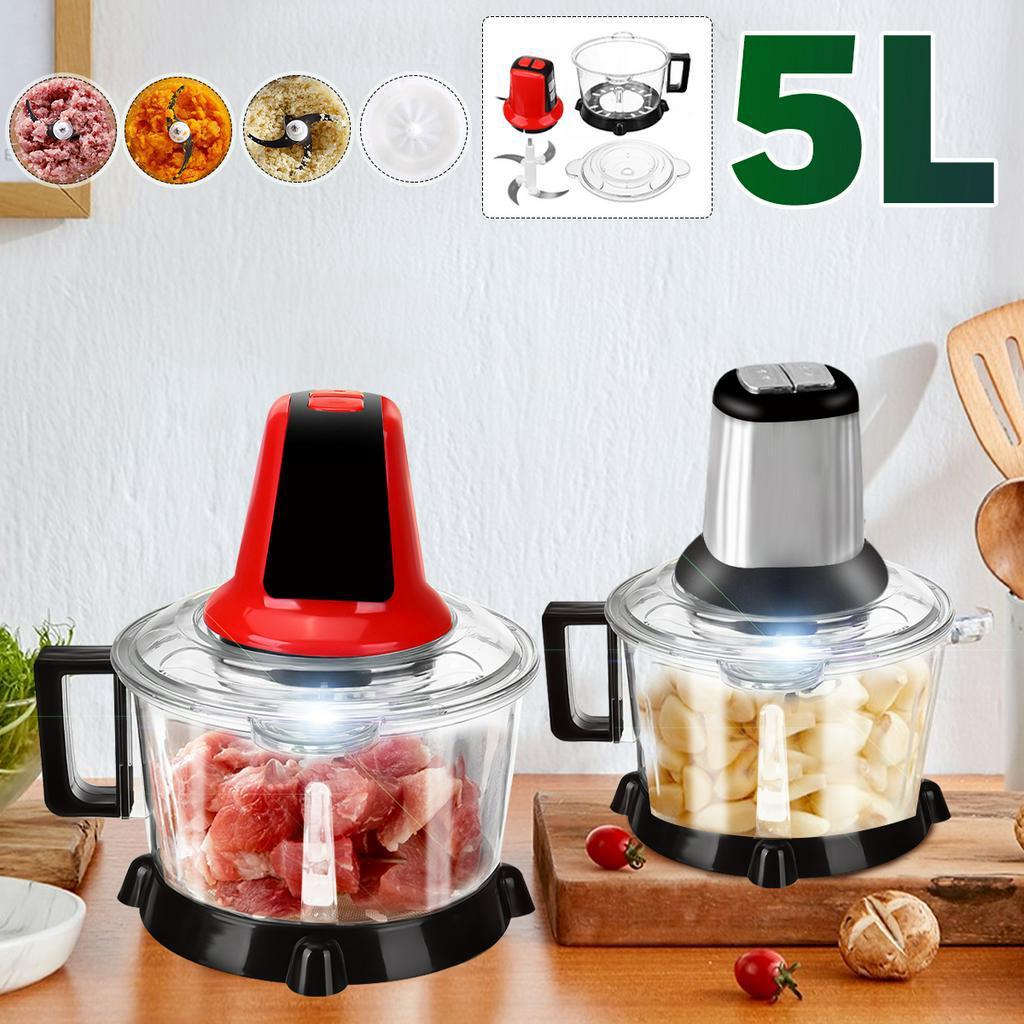 2Speeds Automatic Powerful Meat Grinder Multifunctional Electric Food Processor Spice Garlic Vegetable Chopper Slicer Cutter 5L 220V