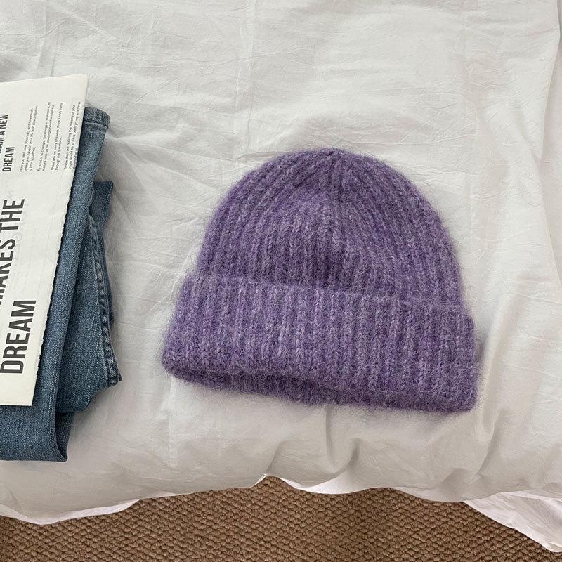 Soft Waxy Knitted Hat Versatile Men's and Women's Solid Color Face Small Wool Hat Warm Ear Protection Student Hat