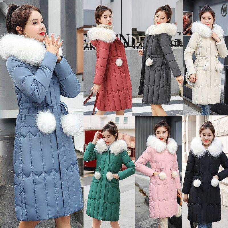 Outwear Winter Parka Coats Women Warm Long Coat Fur Collar Hooded Jacket Slim