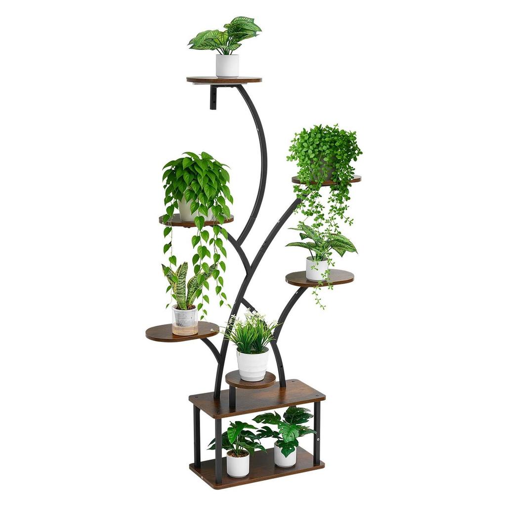 Plant Stand Indoor with Grow Lights, 157.5cm Tall 8-Tier Lighted Plant Shelf, Metal Corner Plants Holder, 3 Timer & 10 Brightness, Tree-Shaped Flower