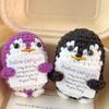 10/1x Positive Energy Penguin Hug Pocket Mini Handmade Plush Wool Knitting Potato Doll with Card Party Christams Festival Gifts